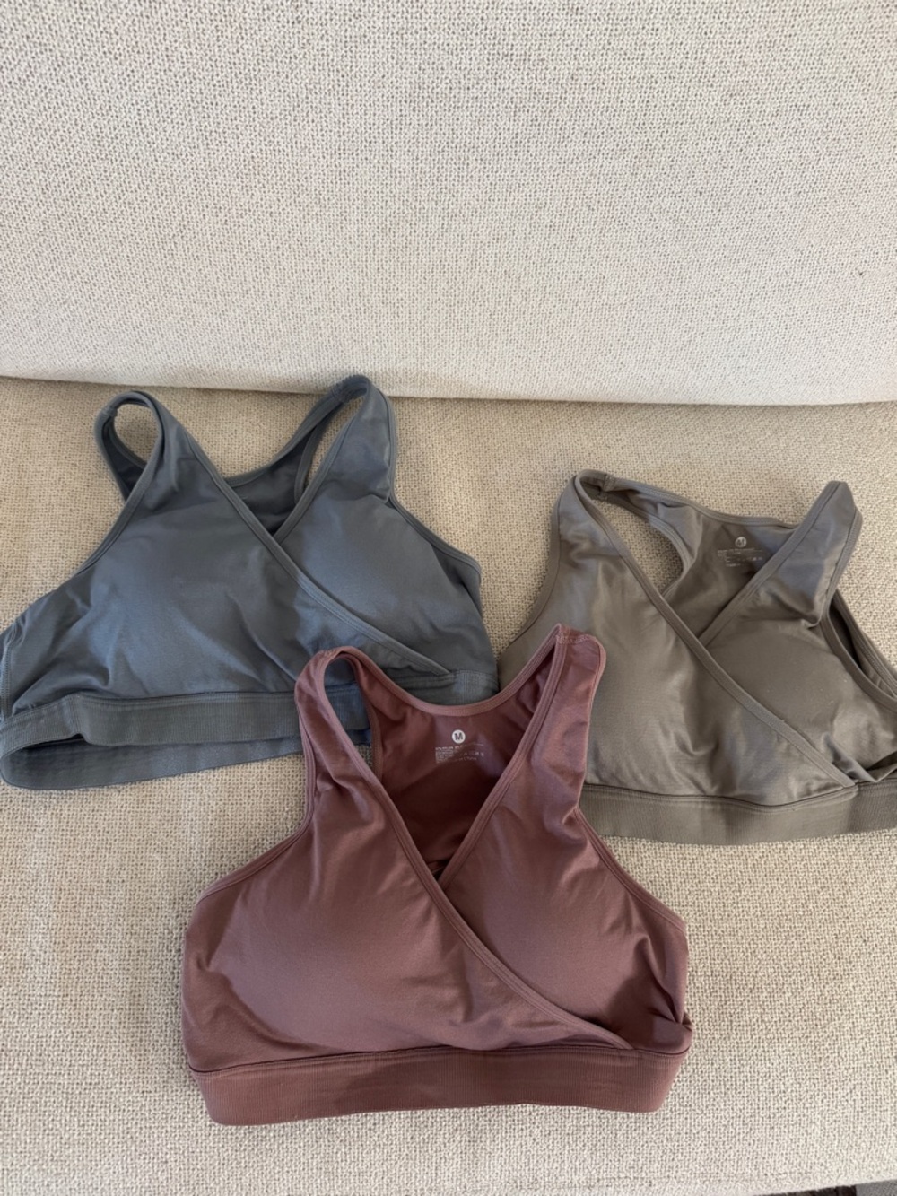 Women’s Cross-Front Nursing Bralette - 3-Pack (Gray, Olive, Mauve)